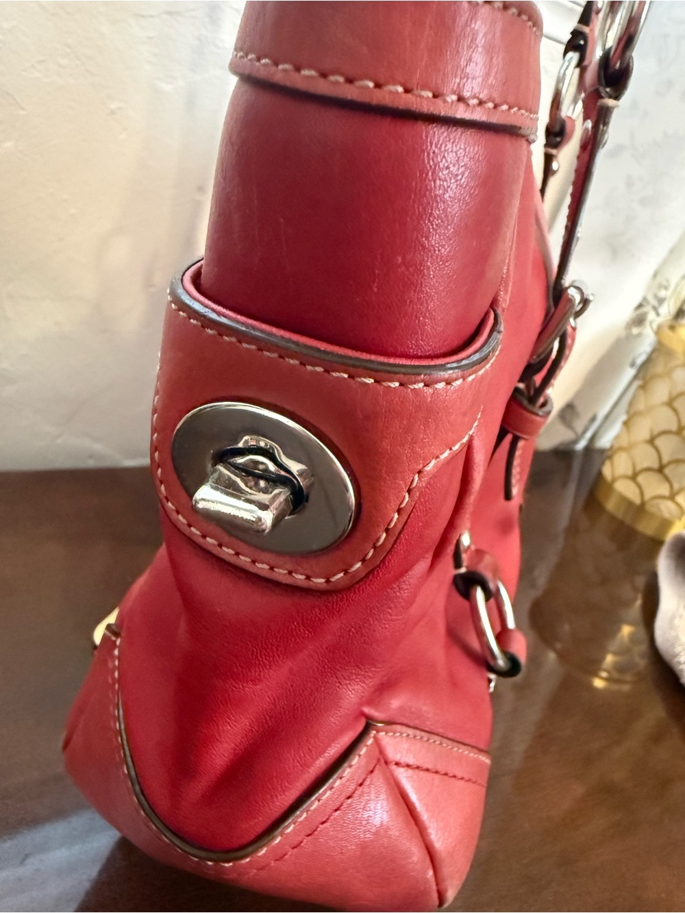 Coach Gallery East West Red Leather Shoulder Bag with Silver Hardware F12343 - Picture 5 of 6